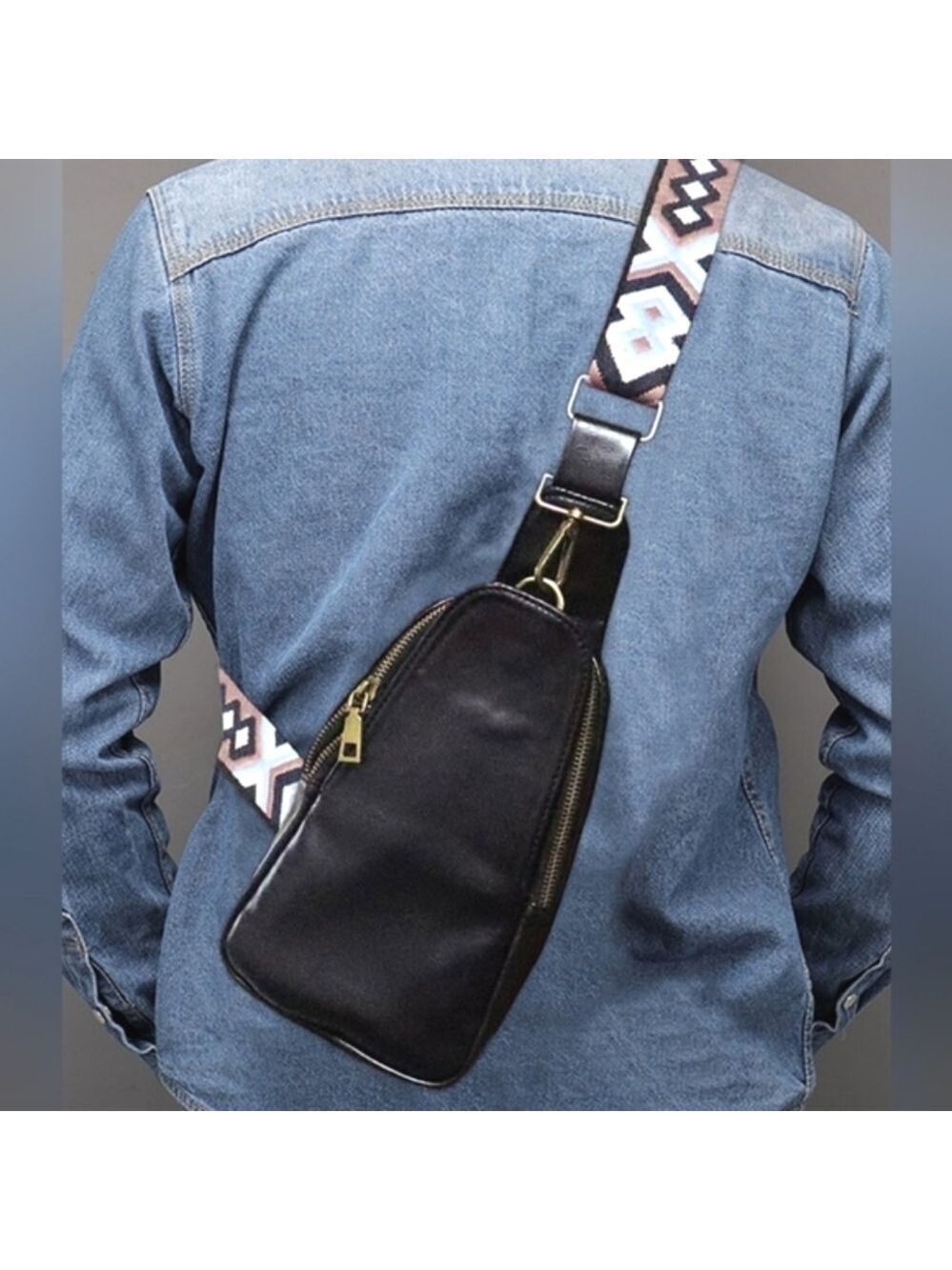 TRÏBE Black Guitar Strap Mini Crossbody Bag Purse NWOT